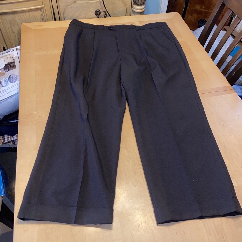 Lucci Hemmed Dress Pants 42x28 Brown Mens Italiana Collezion